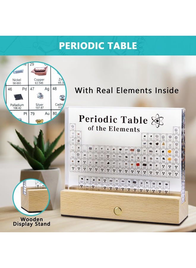 Megabox Periodic Table Of Elements with 83 Real Elements, Acrylic Periodic Table Display With Wooden Stand, 6x Chemistry Formula Reference Cards, Science Teacher Gift Classroom Decoration - Image 3