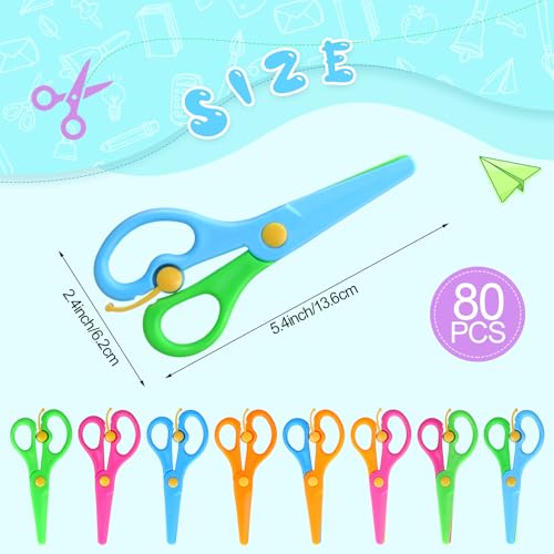 Lanties 80 Pcs Plastic Scissors for Toddler Bulk Anti Pinch Safety Scissors for Kids for Preschool Practice Training School Classroom Children Food Paper Scrapbook Art Craft Supplies 8 Colors - Image 3