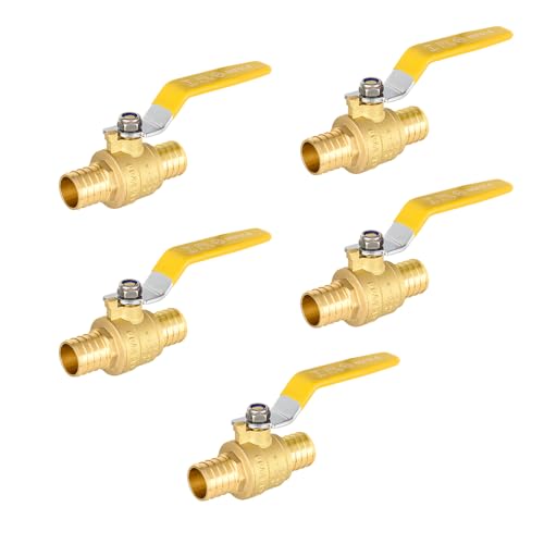 EFIELD 5-Pack EFIELD 1-Inch Pex Crimp Brass Full Port Shut-off Ball Valve, Yellow Level,(VALVE020-5PCS) - Image 1
