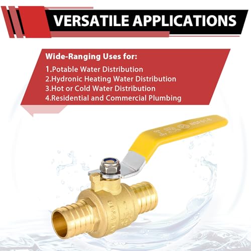 EFIELD 5-Pack EFIELD 1-Inch Pex Crimp Brass Full Port Shut-off Ball Valve, Yellow Level,(VALVE020-5PCS) - Image 5