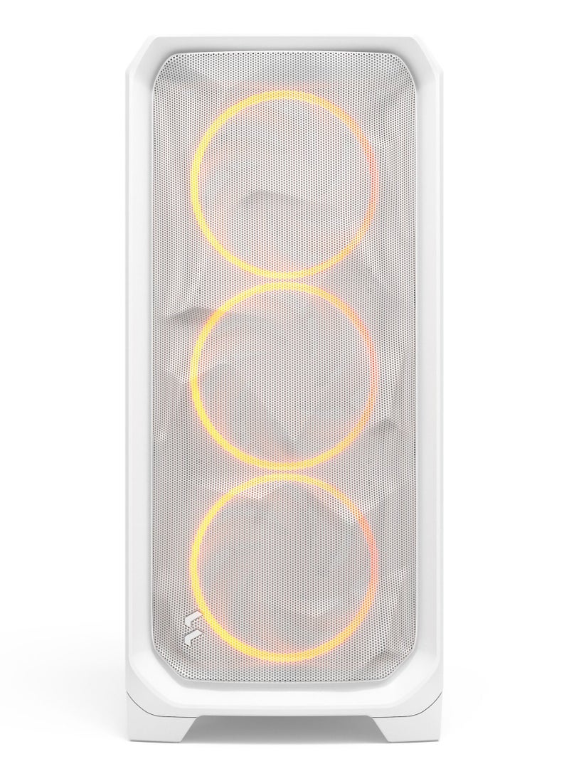 Fractal Design Meshify 3 White RGB TG Clear Tint Mid-Tower ATX Case, Tempered Glass Side Panel, Advanced Airflow with 3x 140mm RGB Momentum Fans, Front USB-C 20Gbps + USB-A 5Gbps, Tool-less Panels & Cable Management, White | FD-C-MES3A-07 - Image 4