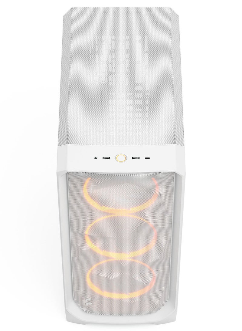 Fractal Design Meshify 3 White RGB TG Clear Tint Mid-Tower ATX Case, Tempered Glass Side Panel, Advanced Airflow with 3x 140mm RGB Momentum Fans, Front USB-C 20Gbps + USB-A 5Gbps, Tool-less Panels & Cable Management, White | FD-C-MES3A-07 - Image 5