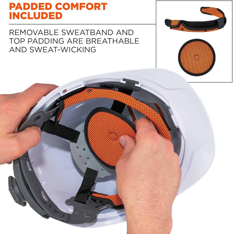 Ergodyne  60146 Vented Hard Hat with Light Cap Style Ratchet Suspension Class C Skullerz 8972LED White - Image 5