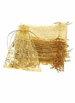 KASTWAVE Organza Bag, Drawstring Pocket, 100 PCS Wedding Favors Small Gift Bags, Gold Organza Bags for Party Favor Bags Business Candy Bags Mesh Bag Packaging Bag (Gold, 3.9 Inch x 4.7 Inch)  - Image 1