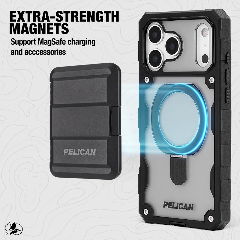Pelican Shield iPhone 17 Pro Max Case [Compatible with MagSafe] Rugged Phone Case w/ 21ft Military-Grade Drop Protection - Heavy Duty Phone Cover with Built-in Stand for iPhone 17 Pro Max - Smoke - Image 4