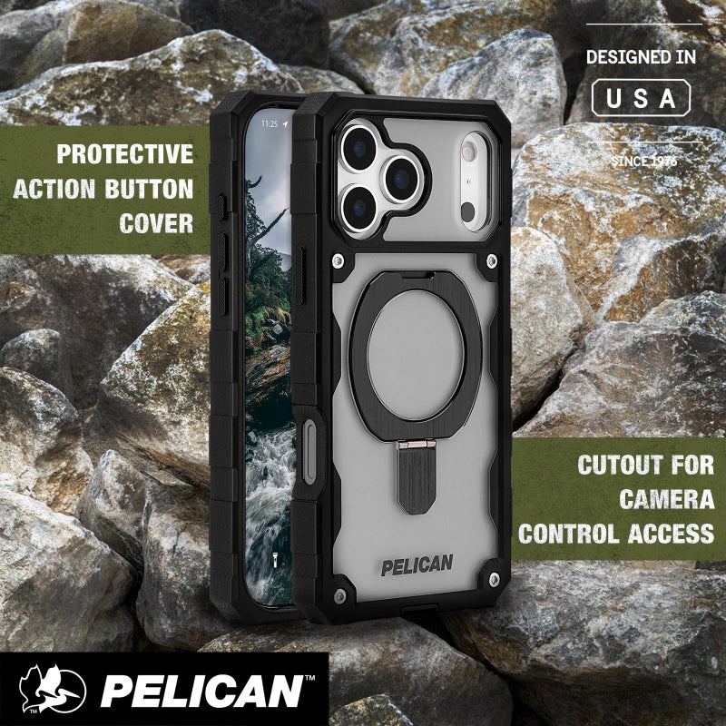 Pelican Shield iPhone 17 Pro Max Case [Compatible with MagSafe] Rugged Phone Case w/ 21ft Military-Grade Drop Protection - Heavy Duty Phone Cover with Built-in Stand for iPhone 17 Pro Max - Smoke - Image 5