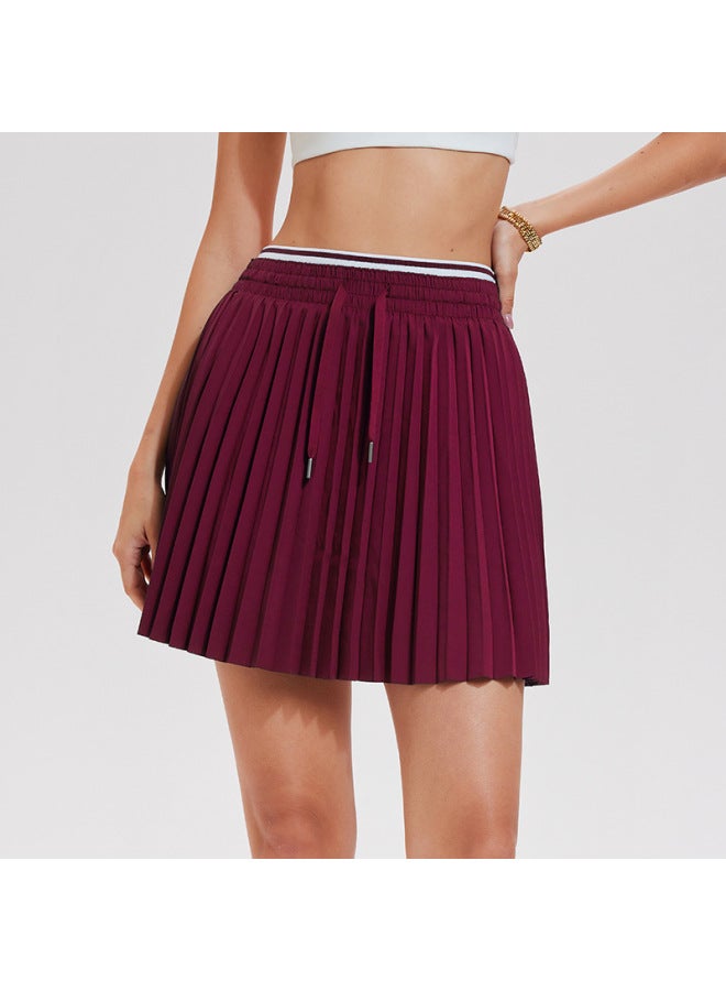 Women's Tennis Skirt, Two-in-one Design With Double Waistband, Pleated Skirt, Quick-dry, Slimming, Anti-exposure, Golf Short Skirt