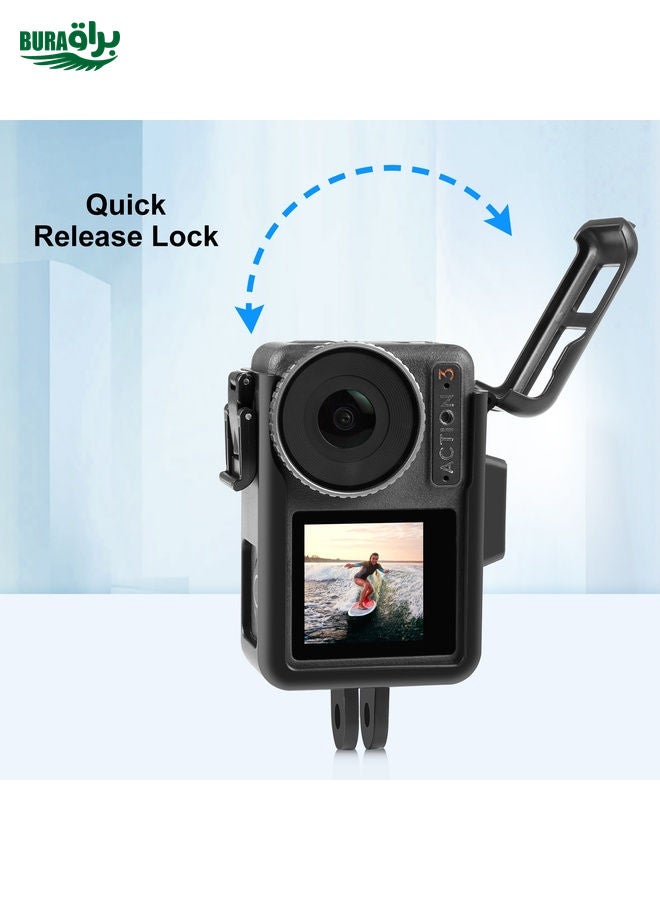 BURAQ For DJI Osmo Action Pro 5 / 4 / 3 PULUZ Vertical Plastic Protective Frame Cage with Cold Shoes (Black) - Image 4