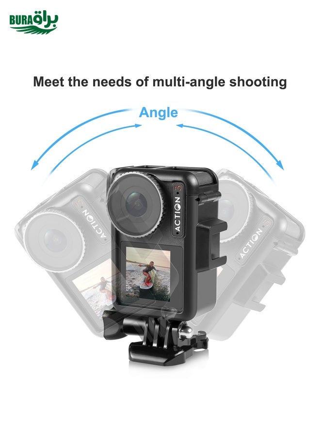 BURAQ For DJI Osmo Action Pro 5 / 4 / 3 PULUZ Vertical Plastic Protective Frame Cage with Cold Shoes (Black) - Image 5