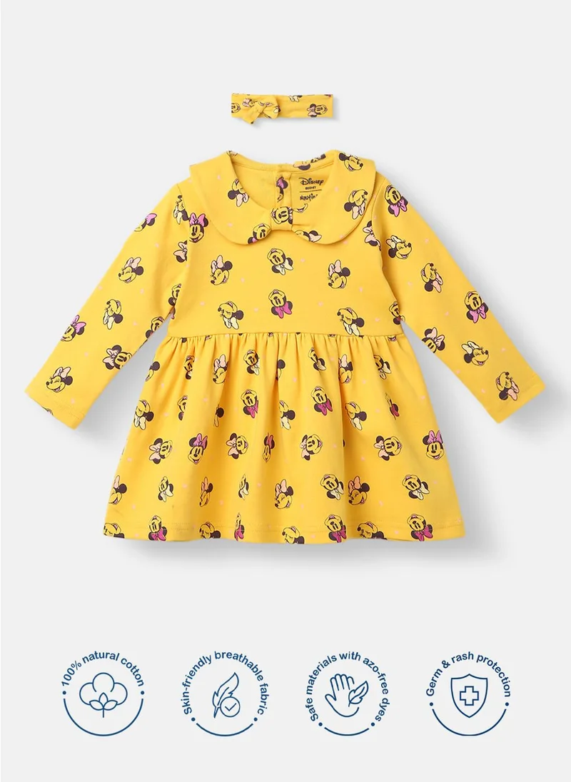 Nautinati Nautinati Infants Cotton Minnie Mouse Printed Dress with Matching Headband