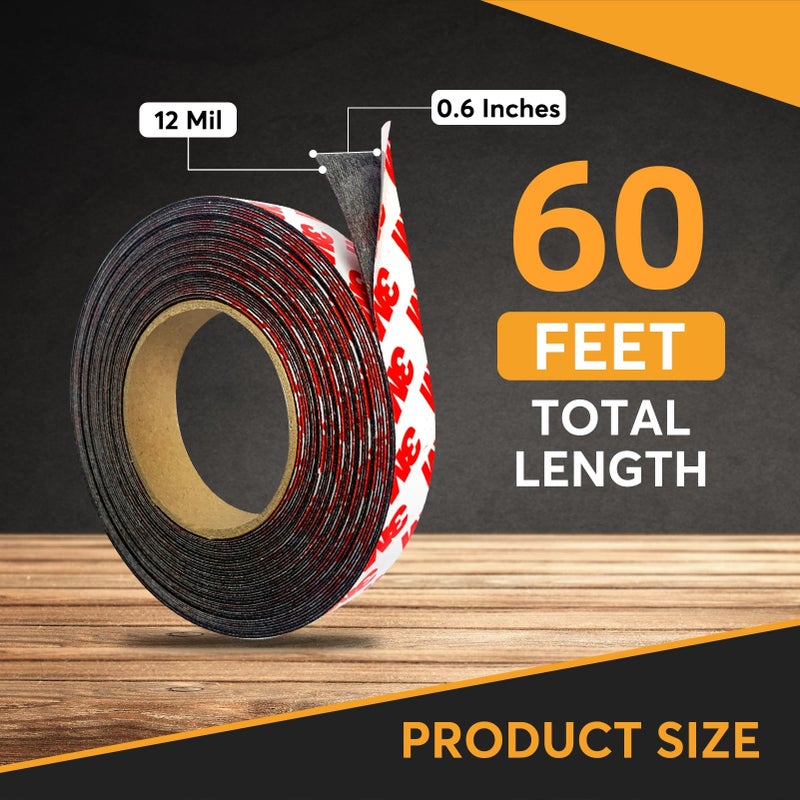 CHUNNIAO 12 Mil Ultra Thin Magnetic Tape For Bookmarks Adhesive Backing Strips For Photo Paper Pictures Display On Fridge White Board Thin Magnets For Classroom Essentials Roll Packed (0.6 Inchesx60 Feet) - Image 2