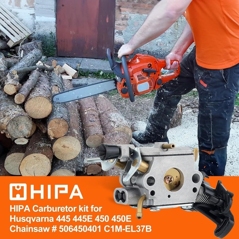 Hipa 506450401 Carburetor for Husqvarna 445 450 450E 445E Gas Chainsaw Parts Replace C1M-EL37B Carb with Maintenance Kit - Image 2