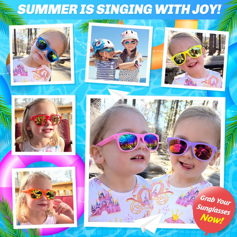 GINMIC Kids sunglasses bulk, Kids Sunglasses Party Favor, 12Pack Neon Sunglasses with UV400 Protection for Kid, Boys and Girls Age 3-8, Goody Bag Favors, Great Gift for Pool, Birthday Party Supplies - Image 2