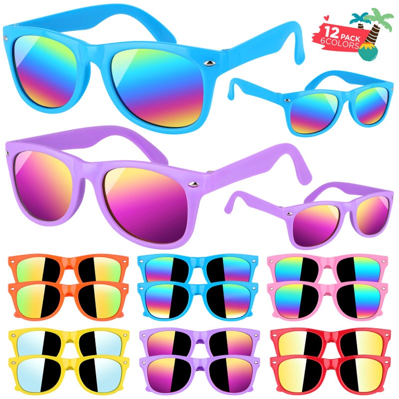 GINMIC Kids sunglasses bulk, Kids Sunglasses Party Favor, 12Pack Neon Sunglasses with UV400 Protection for Kid, Boys and Girls Age 3-8, Goody Bag Favors, Great Gift for Pool, Birthday Party Supplies - Image 1