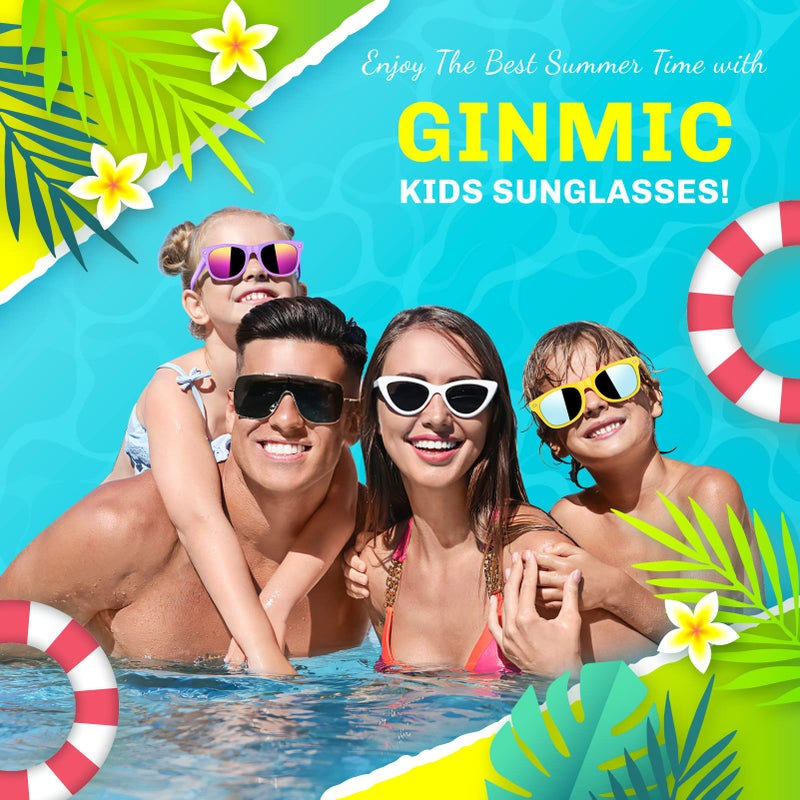 GINMIC Kids sunglasses bulk, Kids Sunglasses Party Favor, 12Pack Neon Sunglasses with UV400 Protection for Kid, Boys and Girls Age 3-8, Goody Bag Favors, Great Gift for Pool, Birthday Party Supplies - Image 5