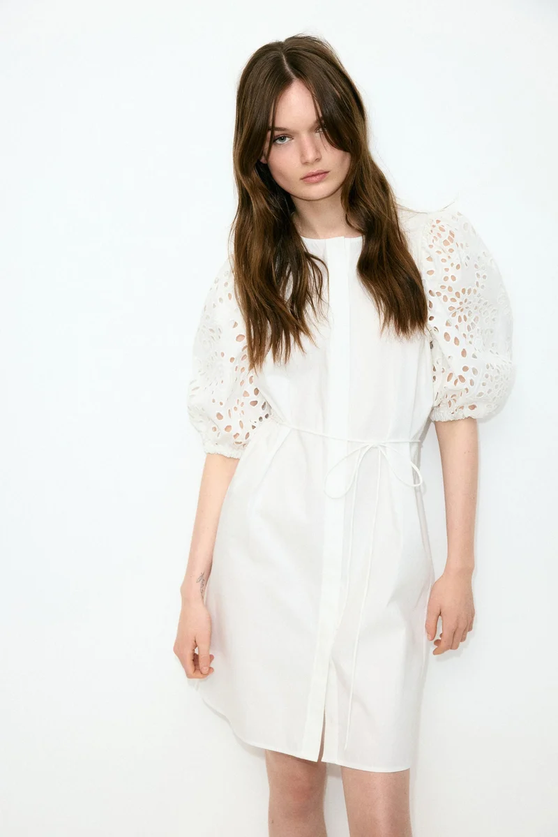H&M Broderie anglaise-sleeved dress