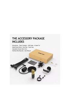 ZINGYOU ZY-UA2 USB Condenser Cardioid Microphone Kit , 96KHz/24Bit Plug & Play for PC Recording, Gaming, Live Streaming, Voice Over, YouTube, Twitch,with Upgraded Boom Arm,  - Image 2