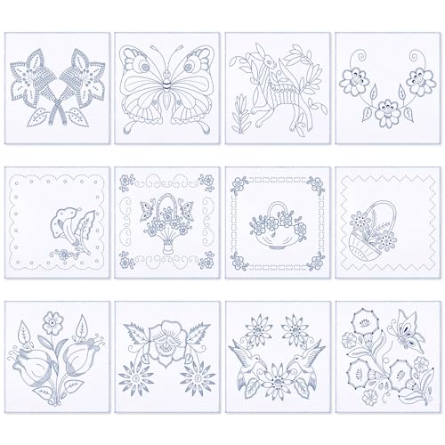 Tioncy 12 Pcs Mexican Embroidery Napkins Servilletas para Bordar a Mano Reusable Washable Mexican Napkin for Assorted Design DIY Stamped CrossStitch Embroidery Events Gifts Decor Gifting Stylish - Image 1
