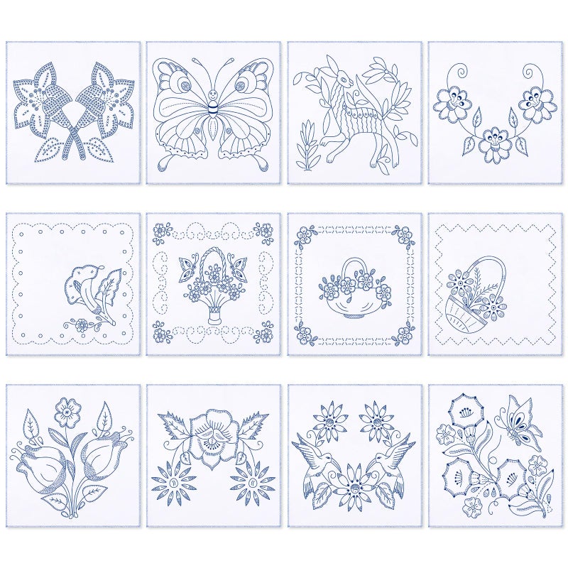 Tioncy 12 Pcs Mexican Embroidery Napkins Servilletas para Bordar a Mano Reusable Washable Mexican Napkin for Assorted Design DIY Stamped CrossStitch Embroidery Events Gifts Decor Gifting Stylish - Image 2