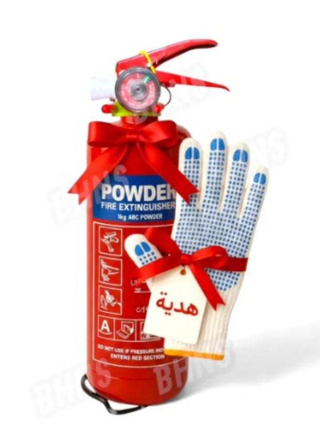 New 1 kg dry powder fire extinguisher ABC FireShield; for car; for home; for truck; for kitchen; car fire extinguishers; for cars; for homes, small for rooms; for travel; for apartment, for all types of fire, with a glove gift - Image 1