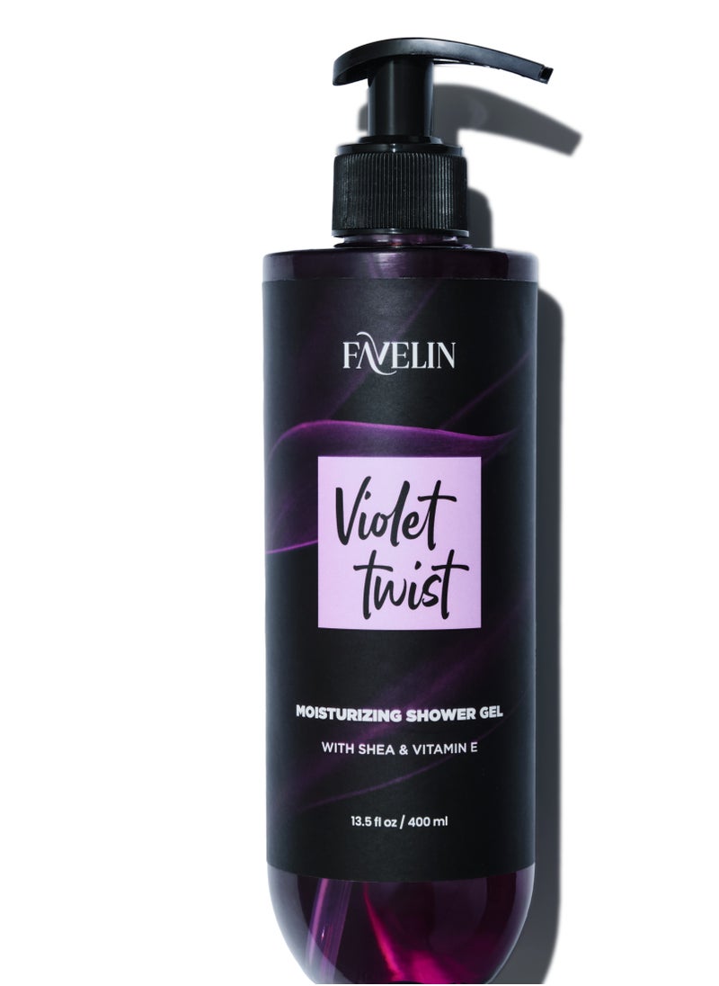 favelin Violet Twist Shower Gel 400 ml | Nourishing Shea Butter Vitamin E | All Skin Types  - Image 1