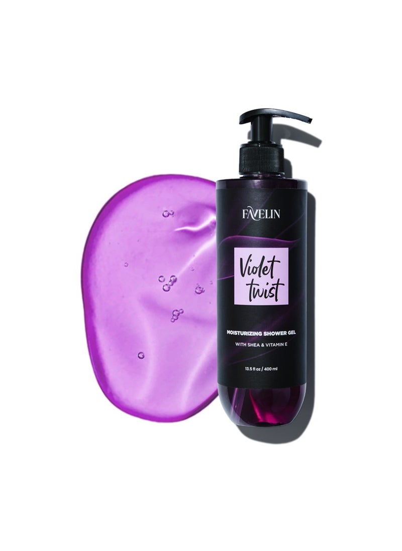favelin Violet Twist Shower Gel 400 ml | Nourishing Shea Butter Vitamin E | All Skin Types  - Image 2