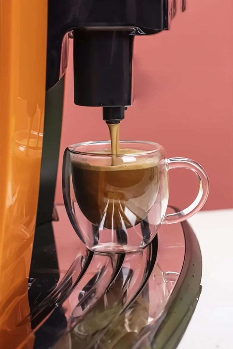 Pikas Double Glazed Double Walled Glass Mug Home Office Cup 250 ml Double Layered Heat Insulated Glass Cup with Handle