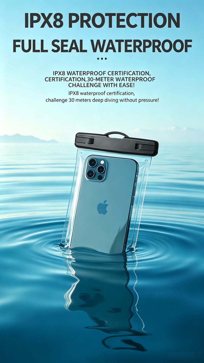 Waterproof Phone Case, IPX8 Certified 30M Waterproof Phone Pouch Waterproof Cell Phone Case Fit for Big Phones up to 7.2'' Compatible with iPhone 12/13/14/15 Pro Max S22 S23 Ultra (2 Pack)  clear - Image 2