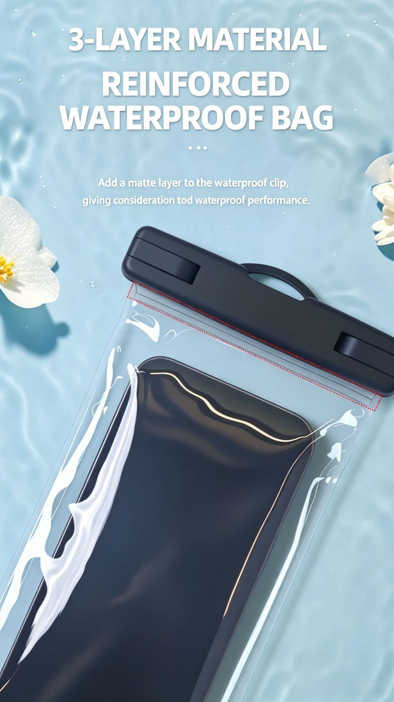 Waterproof Phone Case, IPX8 Certified 30M Waterproof Phone Pouch Waterproof Cell Phone Case Fit for Big Phones up to 7.2'' Compatible with iPhone 12/13/14/15 Pro Max S22 S23 Ultra (2 Pack)  clear - Image 4