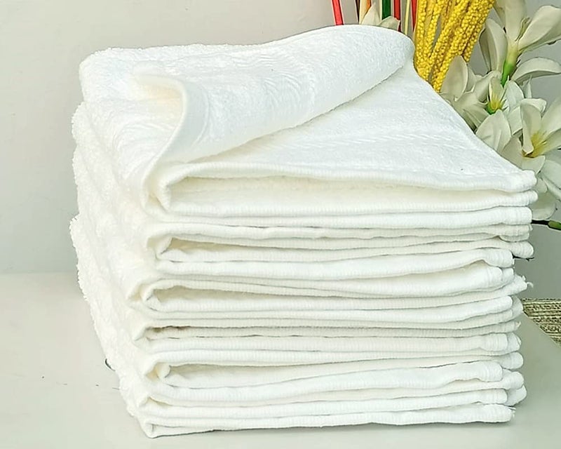 Belive-Me BeliveMe Cotton White Face Towel 14x14 inch 35x35 cm Towel Hanky for Gym Sports Exercise Running Travel Home and Kitchen Sweating Baby Feed White Handkerchief Towel Set of 6 Pieces - Image 4