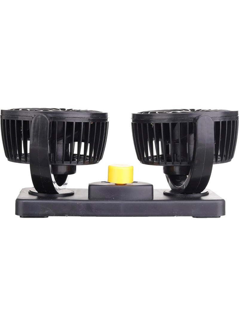 Double Headed Vehicle Fan 100% Pure Copper Motor Portable Usb Rechargeable Powered Fan, Black & Yellow HX-T304 - Image 3
