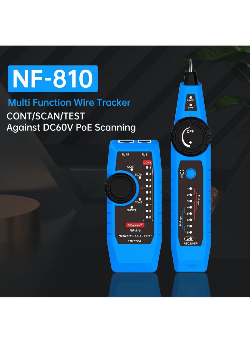 NOYAFA - Noyafa NF-810 Multifunctional Network Tester， Ethernet LAN Network Wire Tracker with Telephone Line Tester , Network line Scanning, Power Cable Scanning and POE Switch Test Functions - Image 1