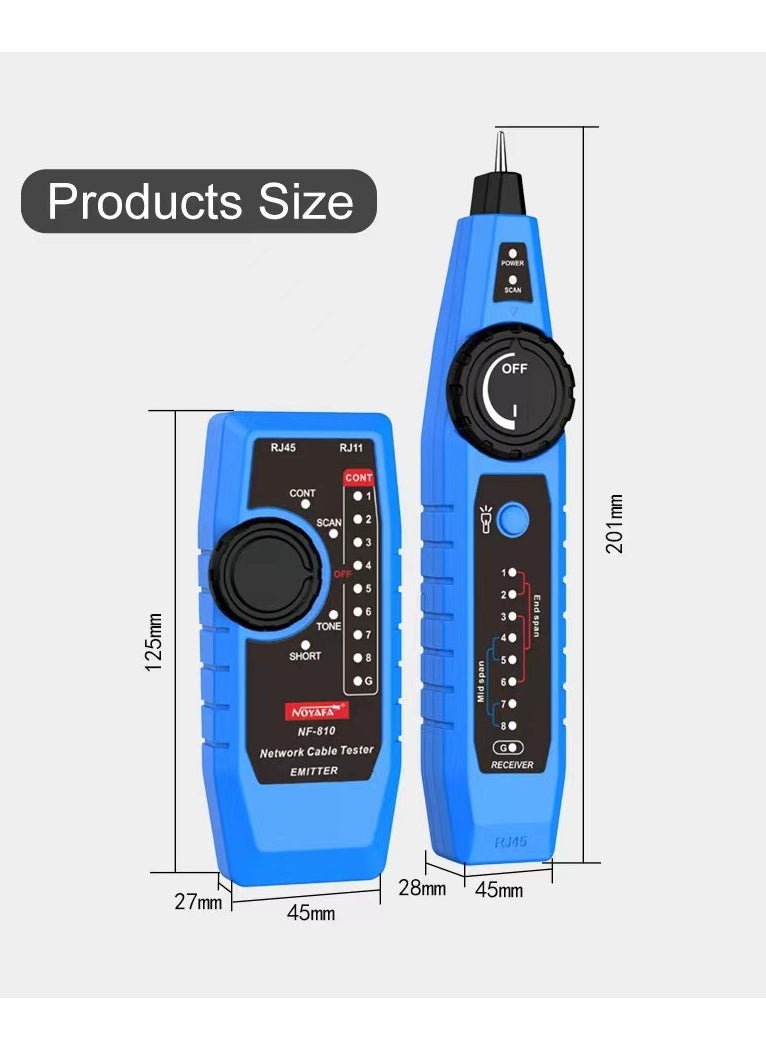 NOYAFA - Noyafa NF-810 Multifunctional Network Tester， Ethernet LAN Network Wire Tracker with Telephone Line Tester , Network line Scanning, Power Cable Scanning and POE Switch Test Functions - Image 1