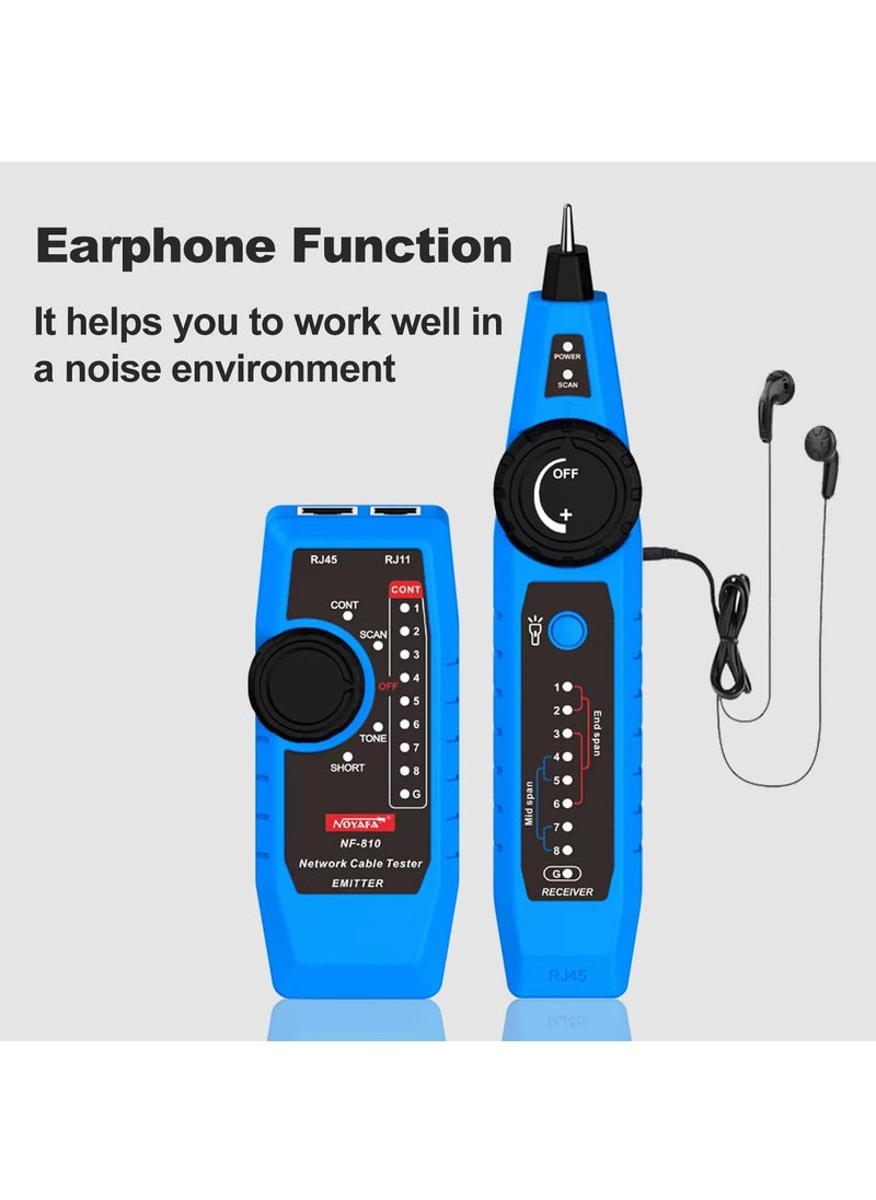 NOYAFA - Noyafa NF-810 Multifunctional Network Tester， Ethernet LAN Network Wire Tracker with Telephone Line Tester , Network line Scanning, Power Cable Scanning and POE Switch Test Functions - Image 1