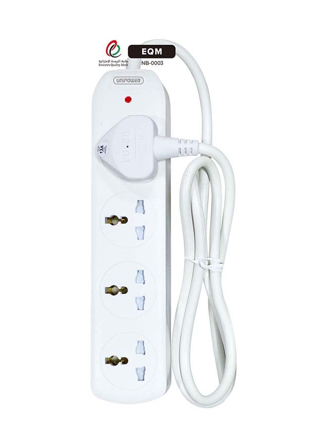 Unipower شرائط طاقة 4 في 1 EX-1763 مع 4 مآخذ، محول قابس عالمي مع أغطية أمان، مقبس شحن بطول 1.5 متر مقاوم للحرارة (أبيض) معتمد من ESMA - Image 2