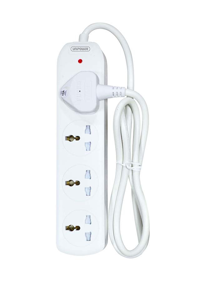 Unipower شرائط طاقة 4 في 1 EX-1763 مع 4 مآخذ، محول قابس عالمي مع أغطية أمان، مقبس شحن بطول 1.5 متر مقاوم للحرارة (أبيض) معتمد من ESMA - Image 1