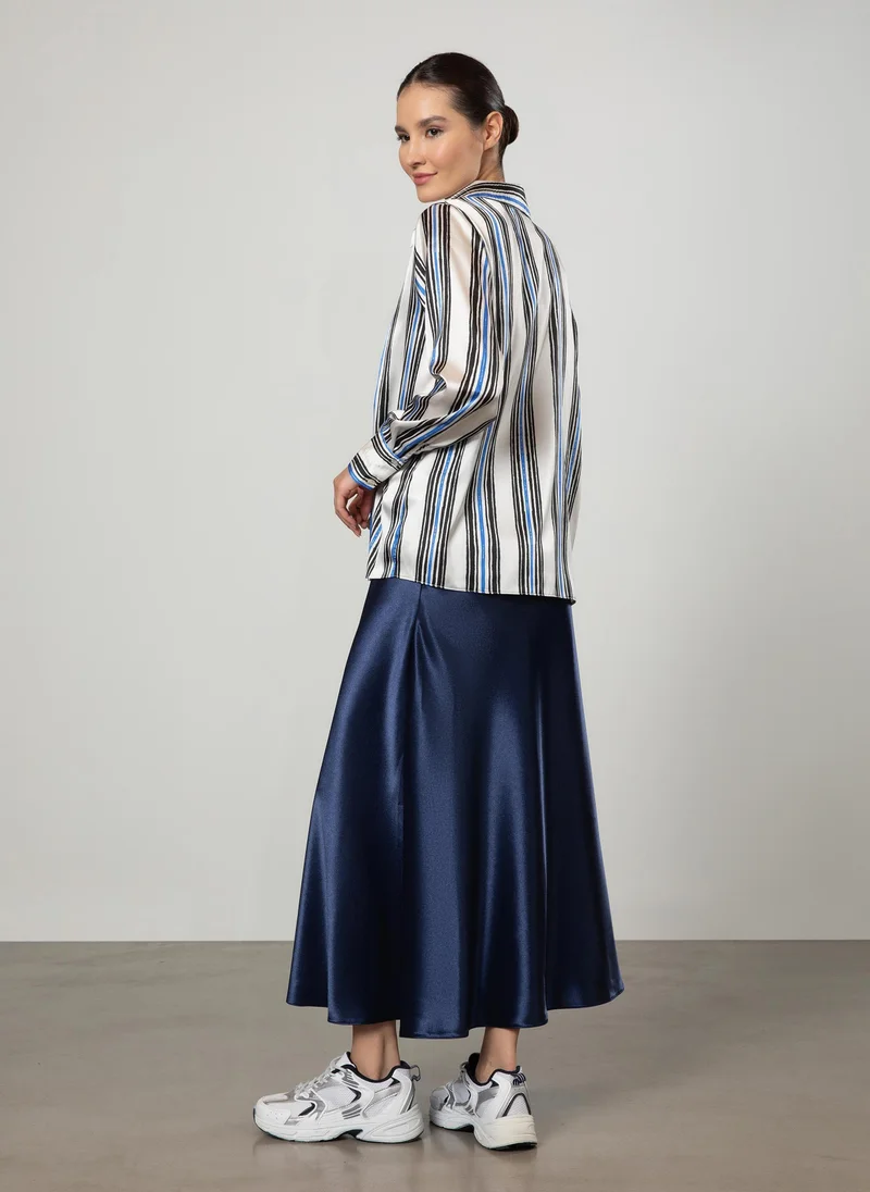 Refka by modanisa Navy Blue Striped - Tunic - Refka