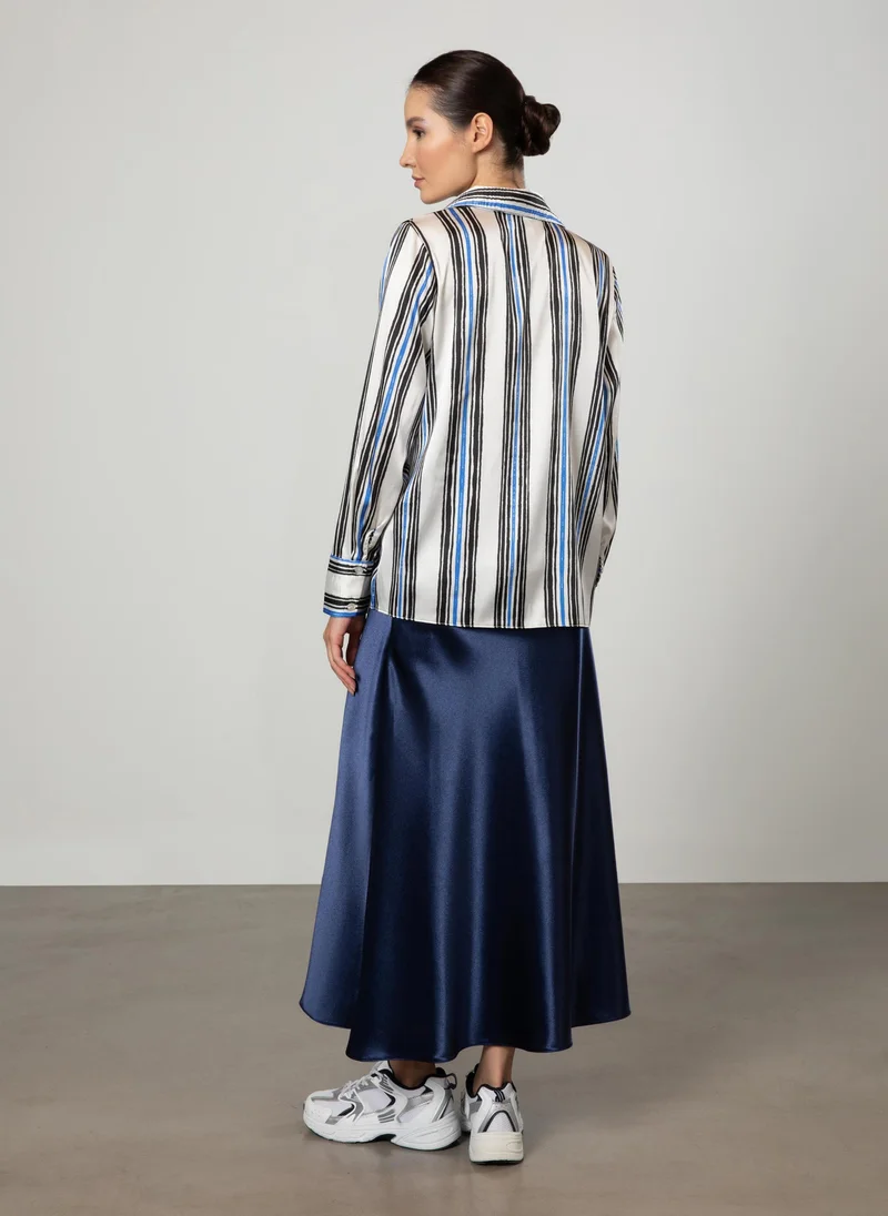 Refka by modanisa Navy Blue Striped - Tunic - Refka