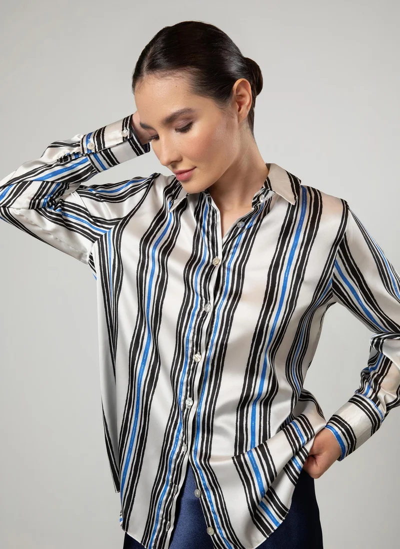 Refka by modanisa Navy Blue Striped - Tunic - Refka