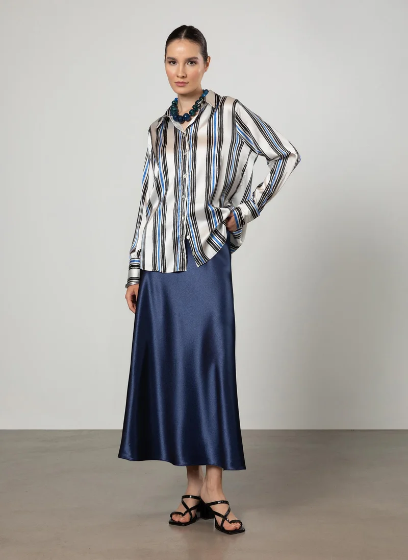 Refka by modanisa Navy Blue Striped - Tunic - Refka