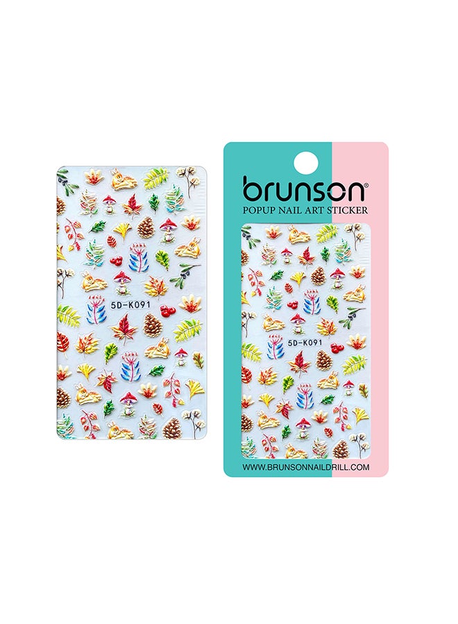 brunson 5D Flower Decals Exquisite Self Adhesive Nail Art Decoration Stickers 5D-k091