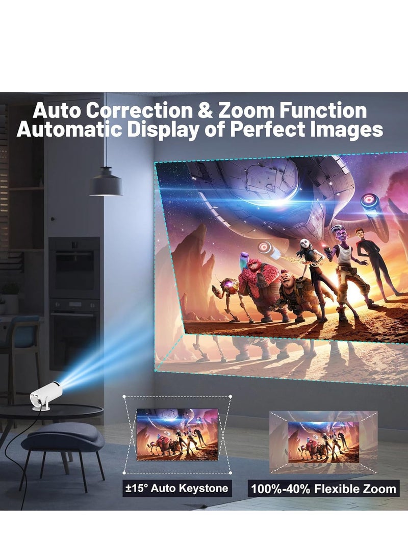 Mini Projector with WIFI 6 and Bluetooth, 4K 1080P Support Portable Projector 180° Rotatable 130'' Screen Movie Projector Auto Keystone Compatible for Laptop, PC, Smartphone  - Image 2
