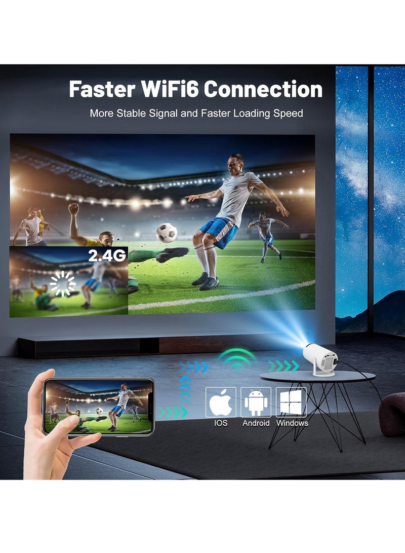 Mini Projector with WIFI 6 and Bluetooth, 4K 1080P Support Portable Projector 180° Rotatable 130'' Screen Movie Projector Auto Keystone Compatible for Laptop, PC, Smartphone  - Image 3
