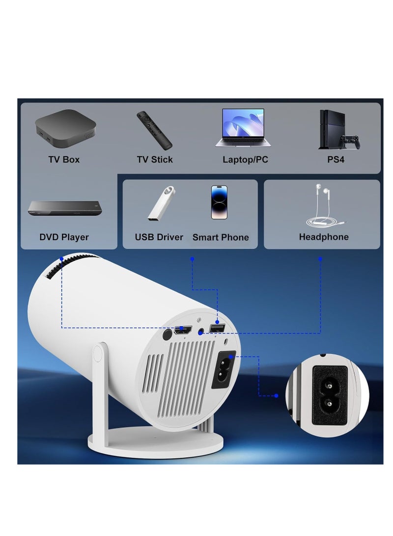 Mini Projector with WIFI 6 and Bluetooth, 4K 1080P Support Portable Projector 180° Rotatable 130'' Screen Movie Projector Auto Keystone Compatible for Laptop, PC, Smartphone  - Image 4