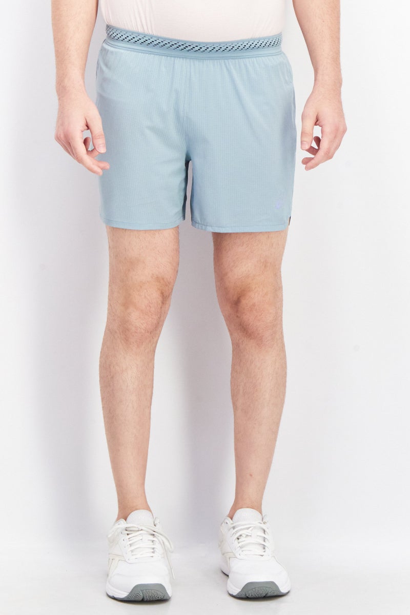 asics Men Sportswear Fit Textured Running Shorts, Blue - Image 1