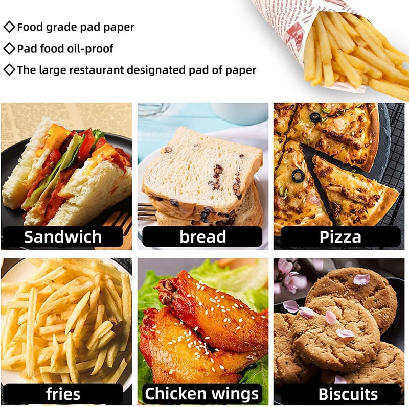 Red Dot Gift REDDOTGIFT 100 Sheets Baking Wrapping Paper,10''X14''Inch Greaseproof Paper, Food Basket Liners Paper, Deli Paper for Cakes, Breads, French Fries, Sandwiches, Pizza, Burgers, Hot Dogs - Image 4