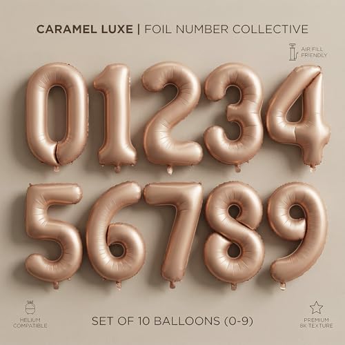 Atpata Funky #3 Elegant Caramel Colour JUMBO 40 INCH Number Balloons Set | 0 to 9 Digit Shapes | Decorative Balloons for Milestones & Celebrations - Image 3