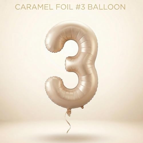 Atpata Funky #3 Elegant Caramel Colour JUMBO 40 INCH Number Balloons Set | 0 to 9 Digit Shapes | Decorative Balloons for Milestones & Celebrations - Image 2