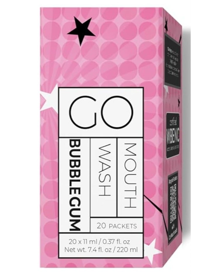 Go Mouthwash Pink Bubblegum Mouthwash - 20 Packets - Image 1