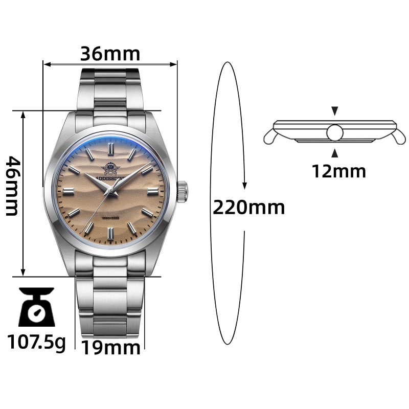 ADDIESDIVE Wrist Watch for Men 36MM Analog Sweeping Seconds Hand VH Quartz Movement K1 Mineral Conves Crystal Waterproof 100 M AD2030 - Image 2